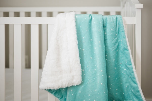 Twinkling Stars Mint Baby Blanket