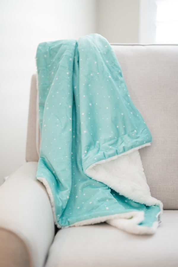 Twinkling Stars Mint Baby Blanket