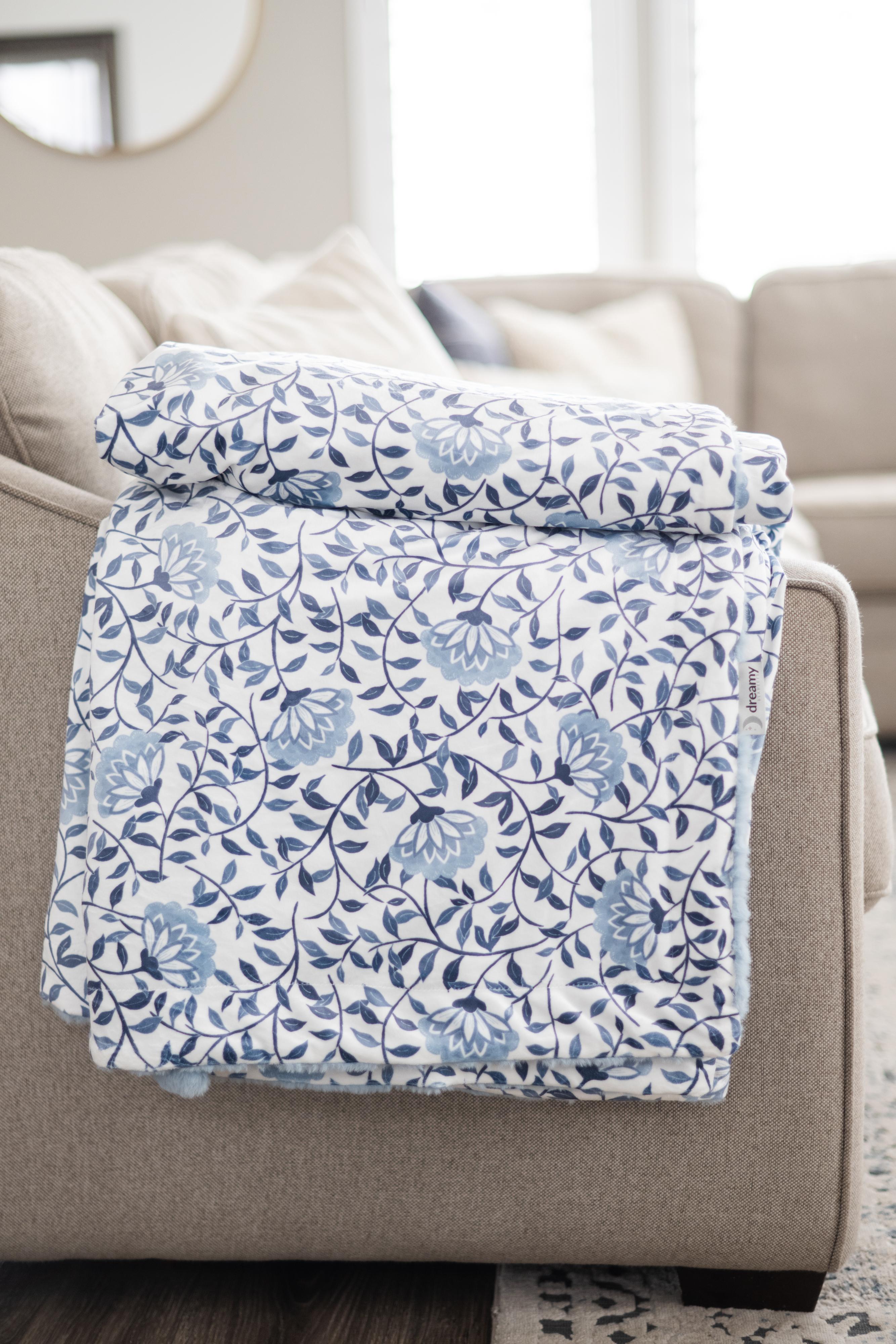 Trailing Blooms Blue Floral Blanket
