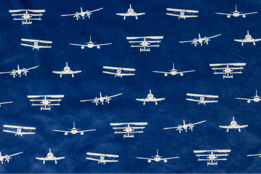 Airplanes Take Flight Navy Baby Blanket