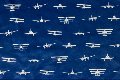 Airplanes Take Flight Navy Baby Blanket