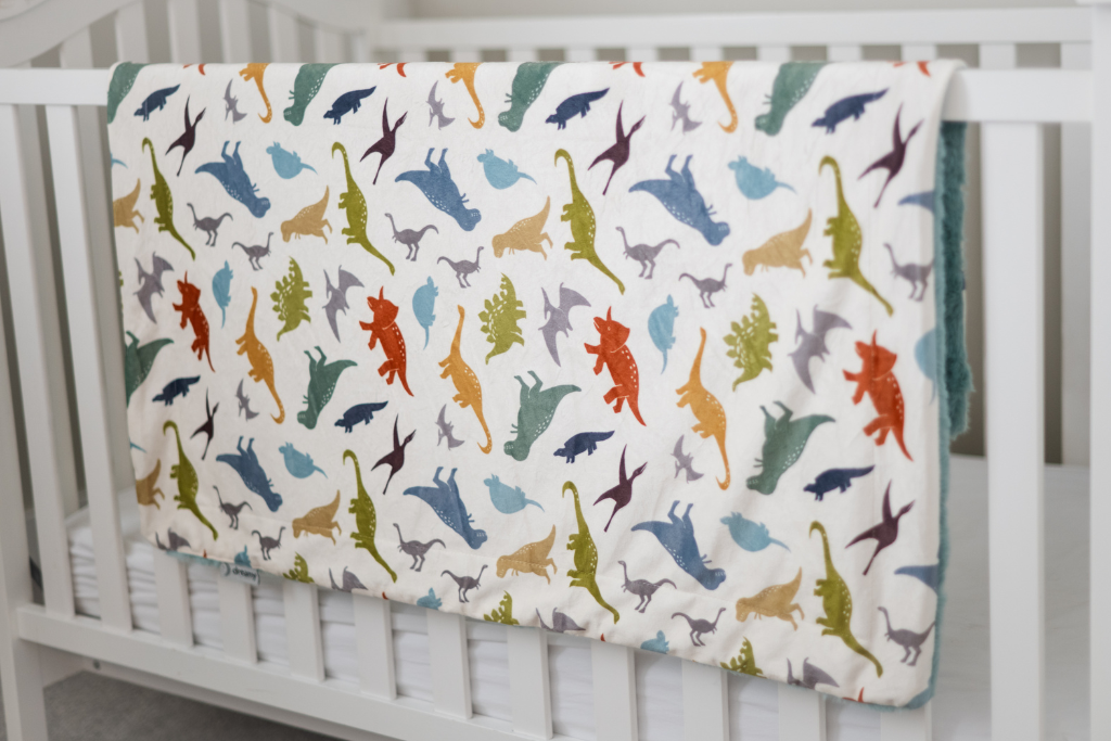 Dino Roar Cream Baby Blanket