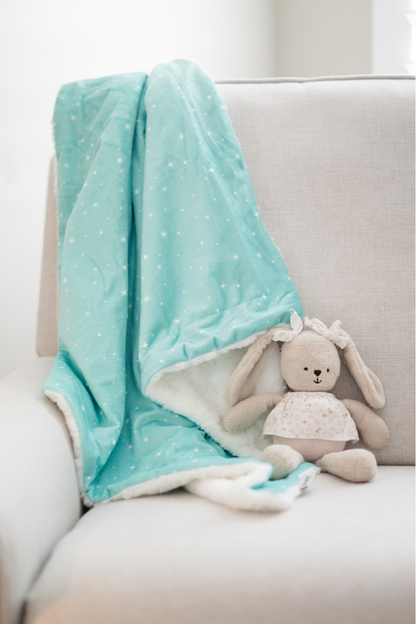 Twinkling Stars Mint Baby Blanket