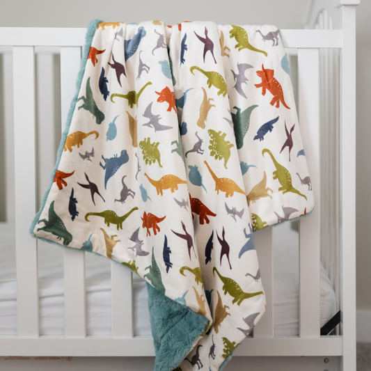 Dino Roar Cream Baby Blanket