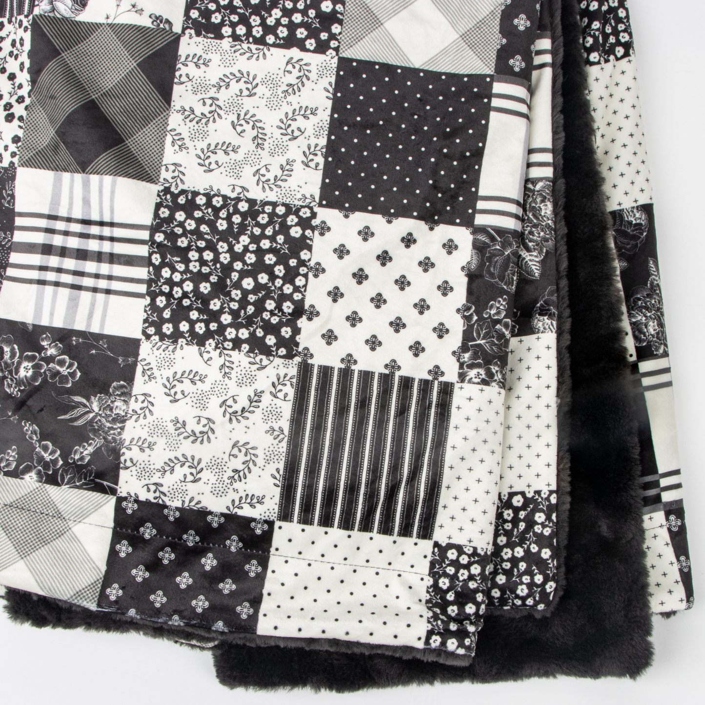 Fleur Noir Black & White Patchwork (Black Back)