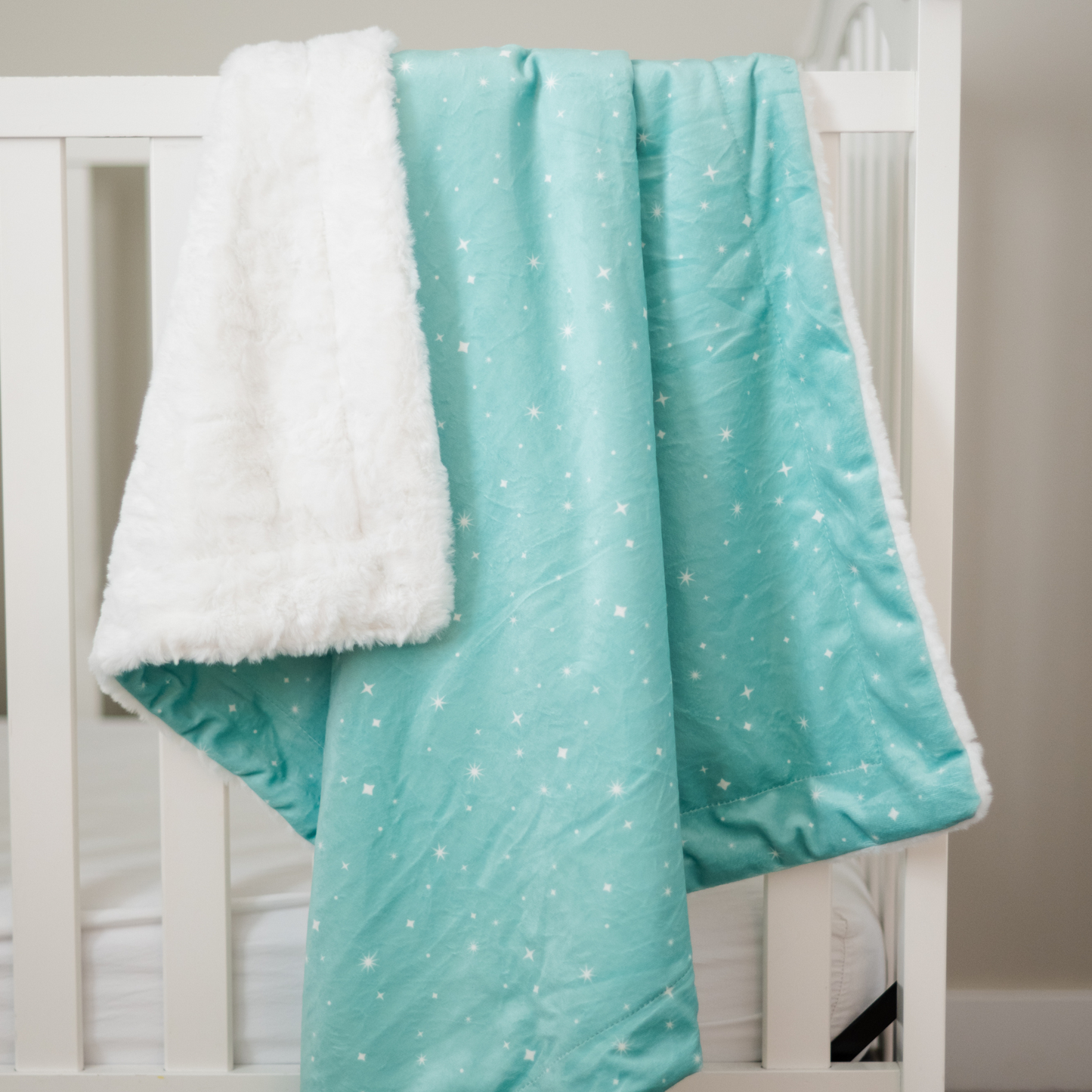 Twinkling Stars Mint Baby Blanket